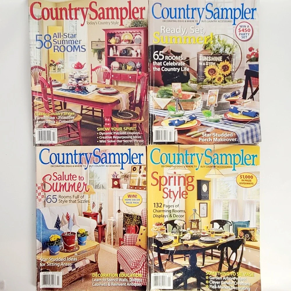 Country Sampler Magazine Lot 4 Issues 2011-2016 Home Decor Americana Primitive